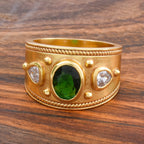 Green and White CZ Designer Ring