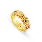 Multi Color Stone Floral Eternity Band Ring