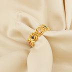 Multi Color Stone Floral Eternity Band Ring