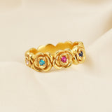 Multi Color Stone Floral Eternity Band Ring