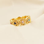 Multi Color Stone Floral Eternity Band Ring