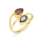Pear Cut Garnet Gemstone Adjustable Ring