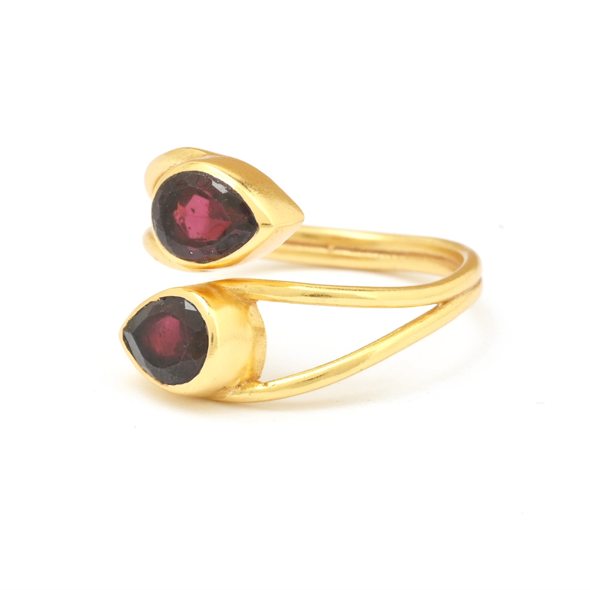 Pear Cut Garnet Gemstone Adjustable Ring