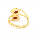 Pear Cut Garnet Gemstone Adjustable Ring