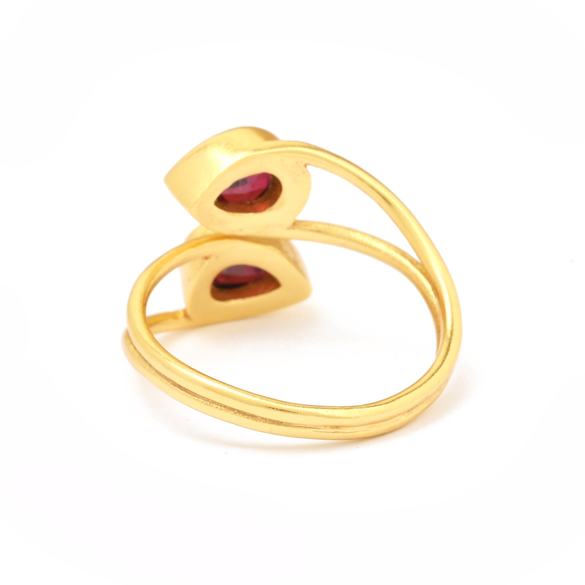 Pear Cut Garnet Gemstone Adjustable Ring