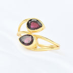 Pear Cut Garnet Gemstone Adjustable Ring
