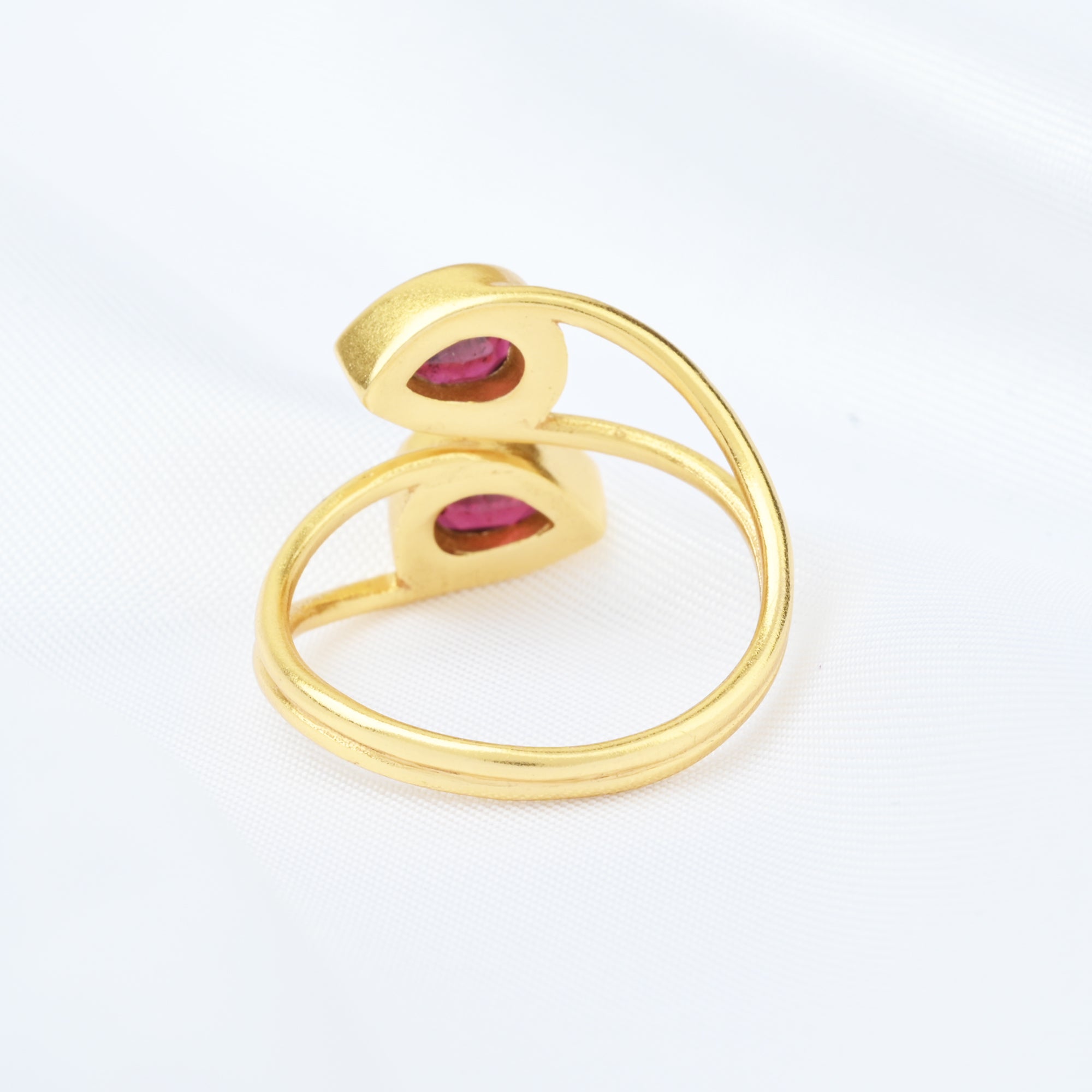 Pear Cut Garnet Gemstone Adjustable Ring