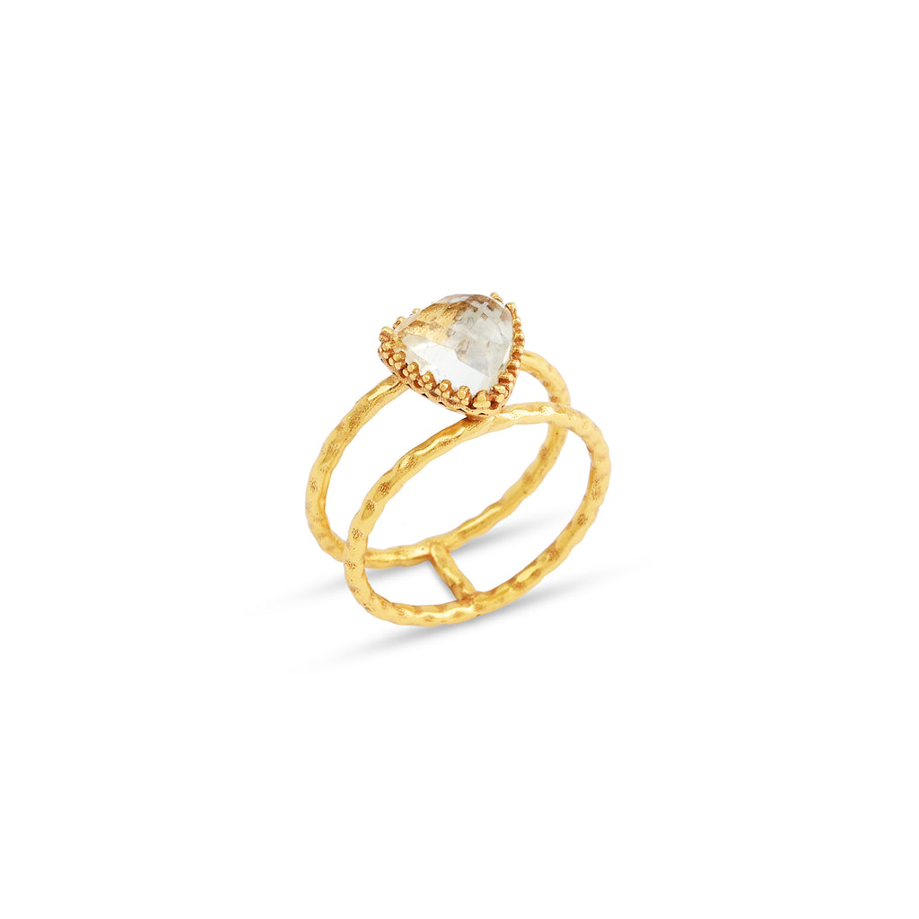 Trillion Cut Crystal Double Band Ring