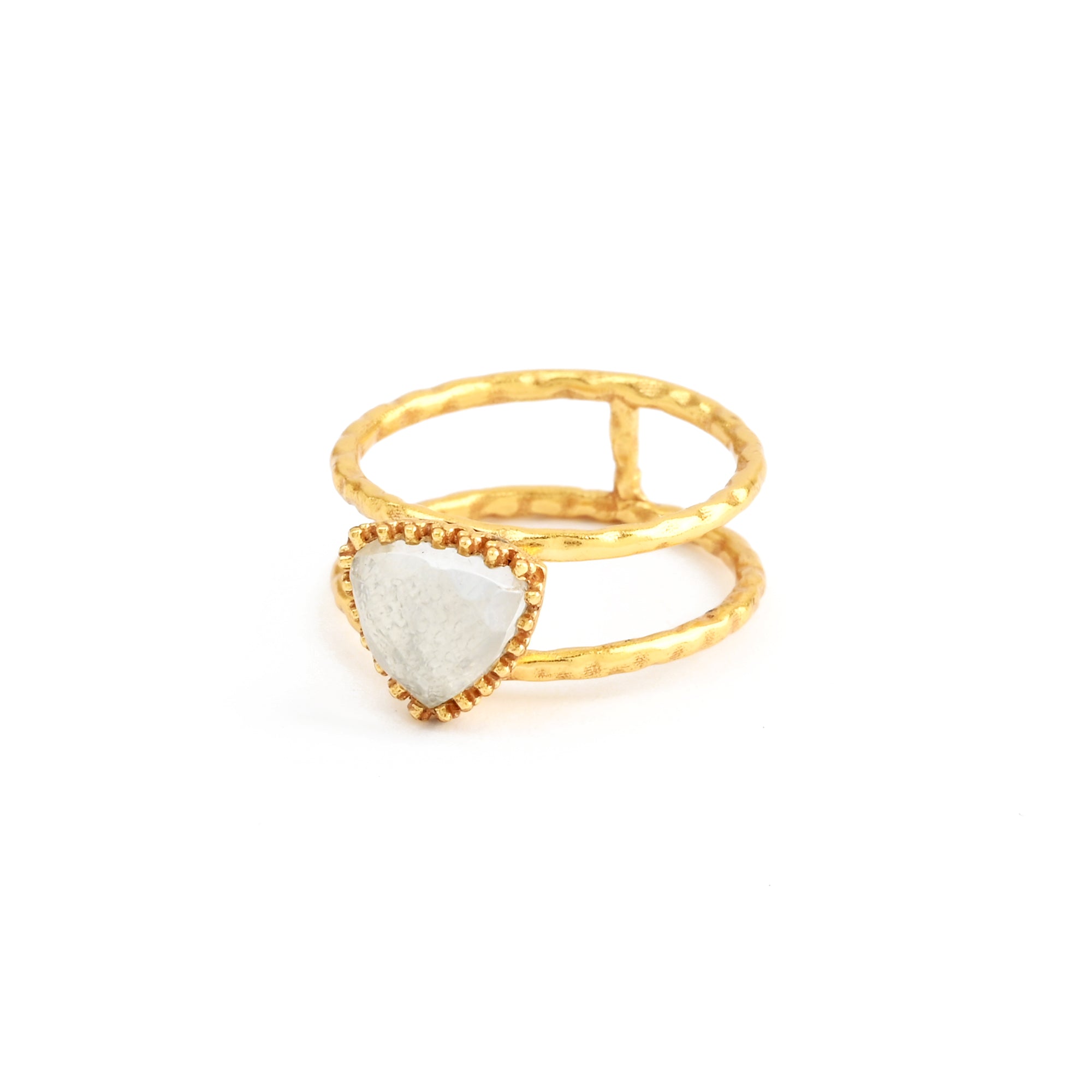 Trillion Cut Crystal Double Band Ring