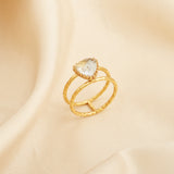 Trillion Cut Crystal Double Band Ring