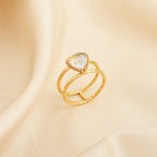 Trillion Cut Crystal Double Band Ring