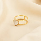 Trillion Cut Crystal Double Band Ring