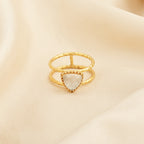 Trillion Cut Crystal Double Band Ring