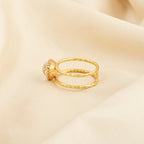 Trillion Cut Crystal Double Band Ring