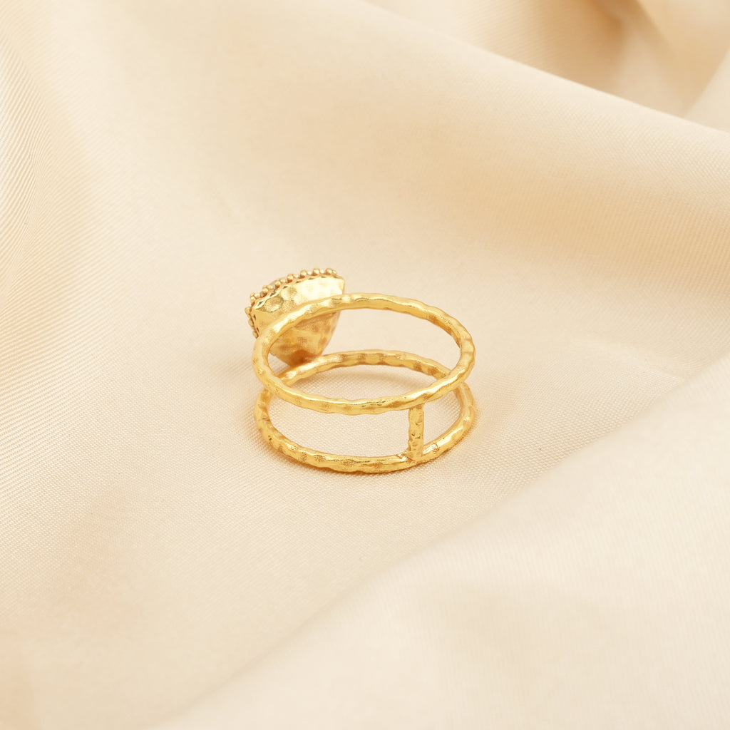 Trillion Cut Crystal Double Band Ring