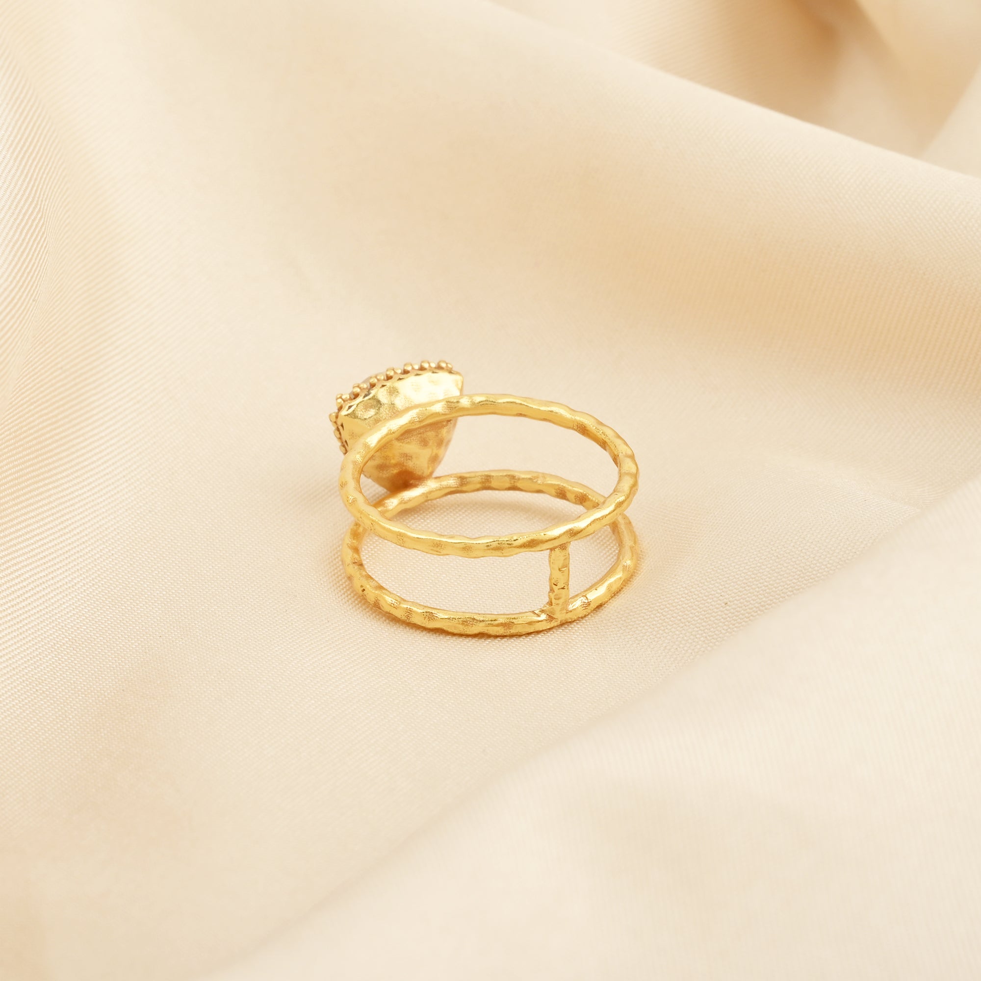 Trillion Cut Crystal Double Band Ring