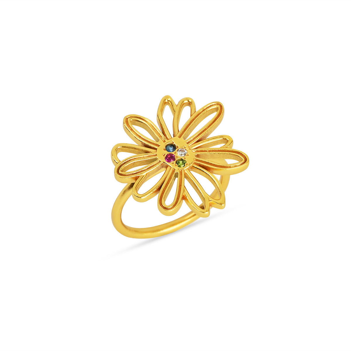 Wildflower Multi-Color CZ Gilded Ring