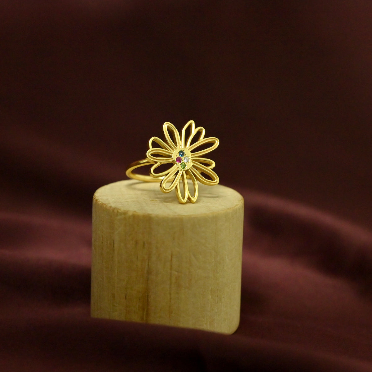 Wildflower Multi-Color CZ Gilded Ring