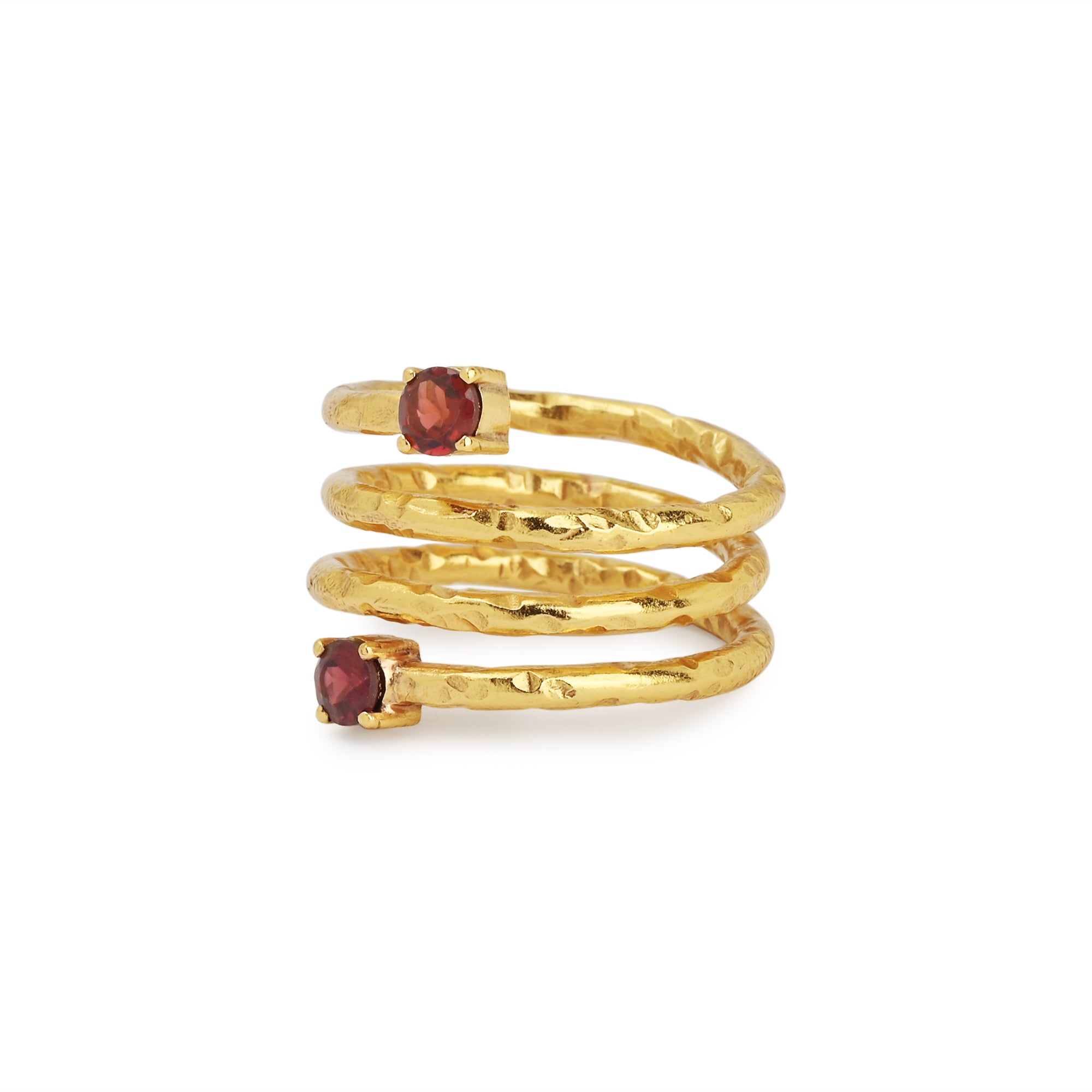 Garnet Spring Hammered Band Ring