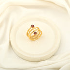 Garnet Spring Hammered Band Ring