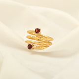 Garnet Spring Hammered Band Ring
