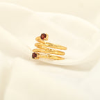 Garnet Spring Hammered Band Ring