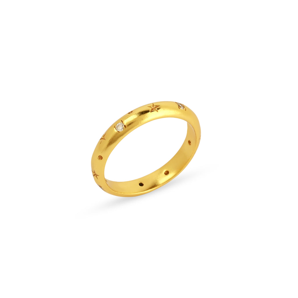 White CZ Star Band Ring