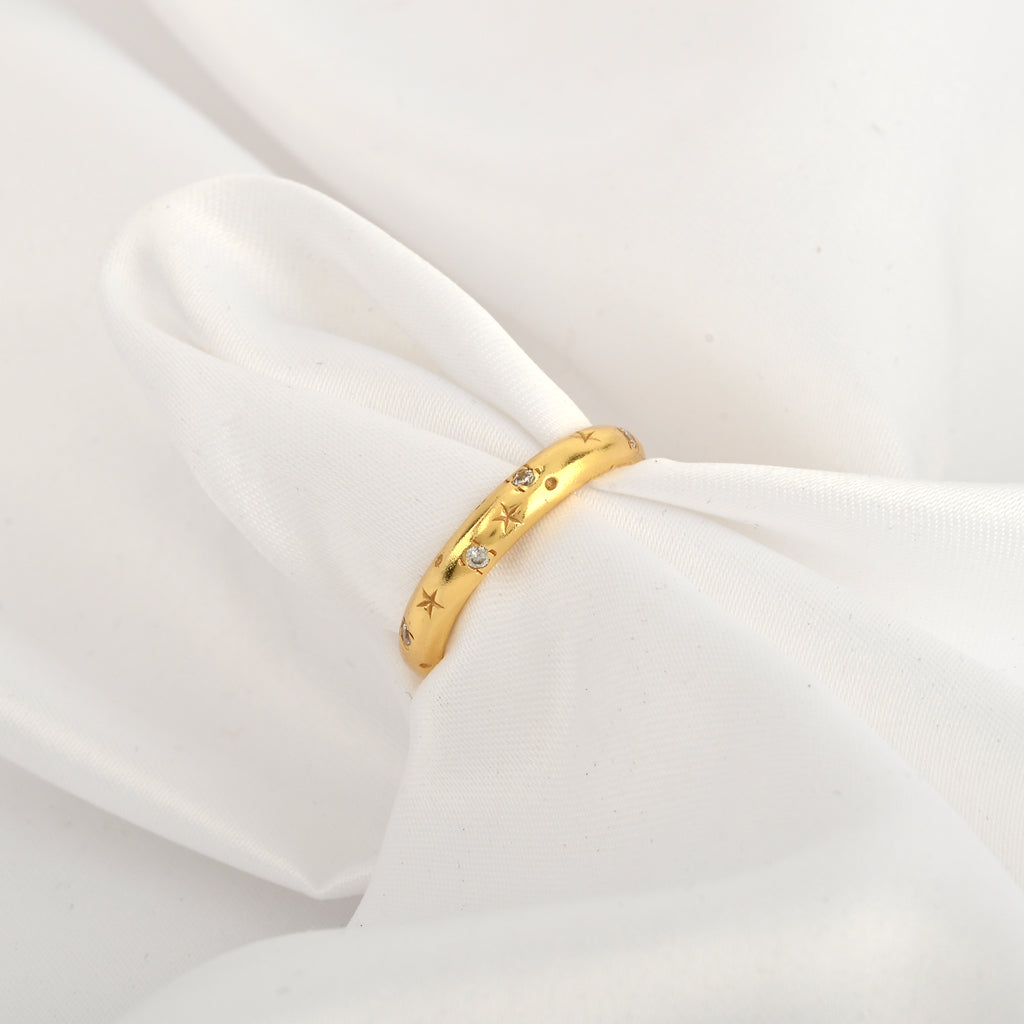 White CZ Star Band Ring