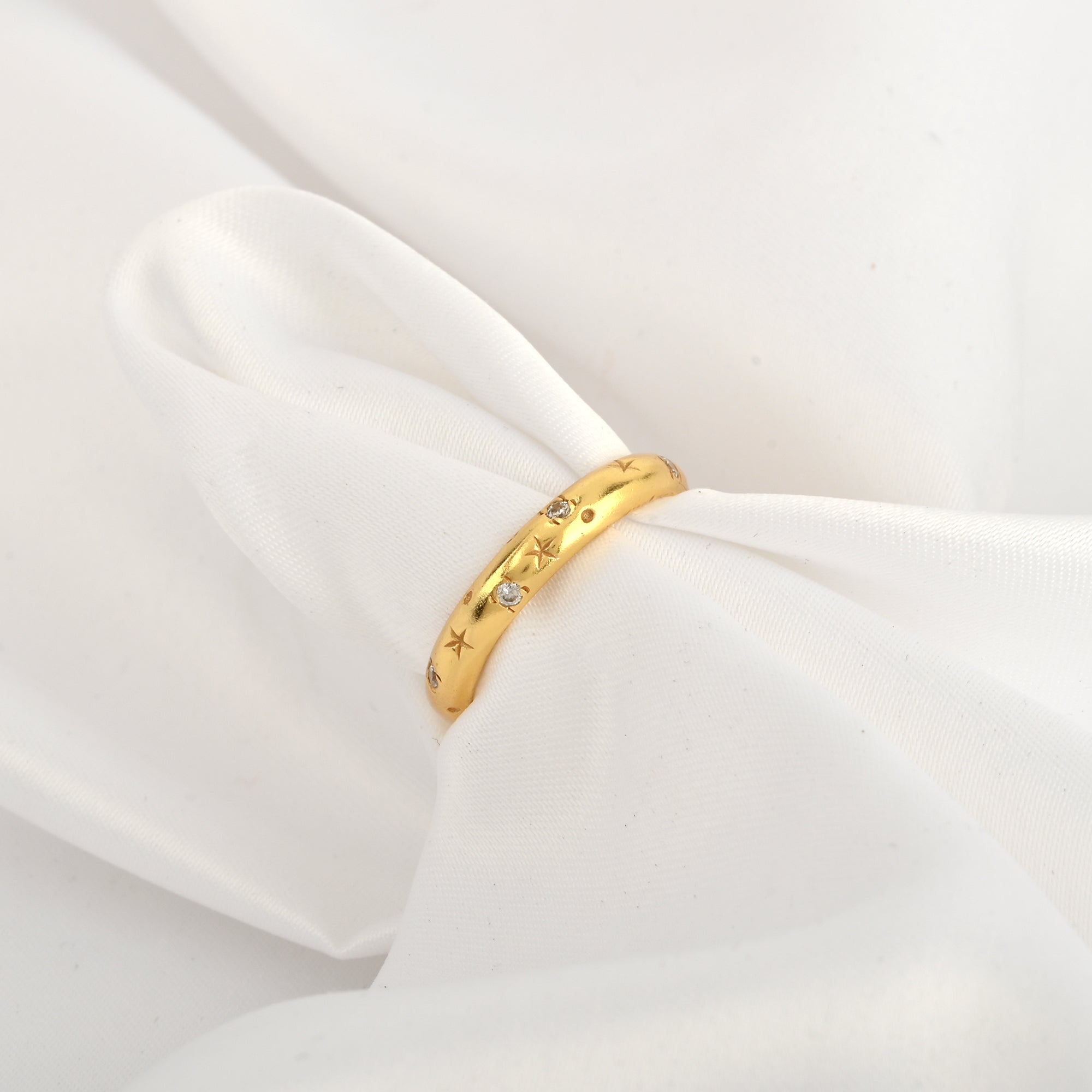 White CZ Star Band Ring