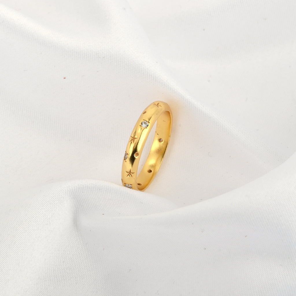 White CZ Star Band Ring