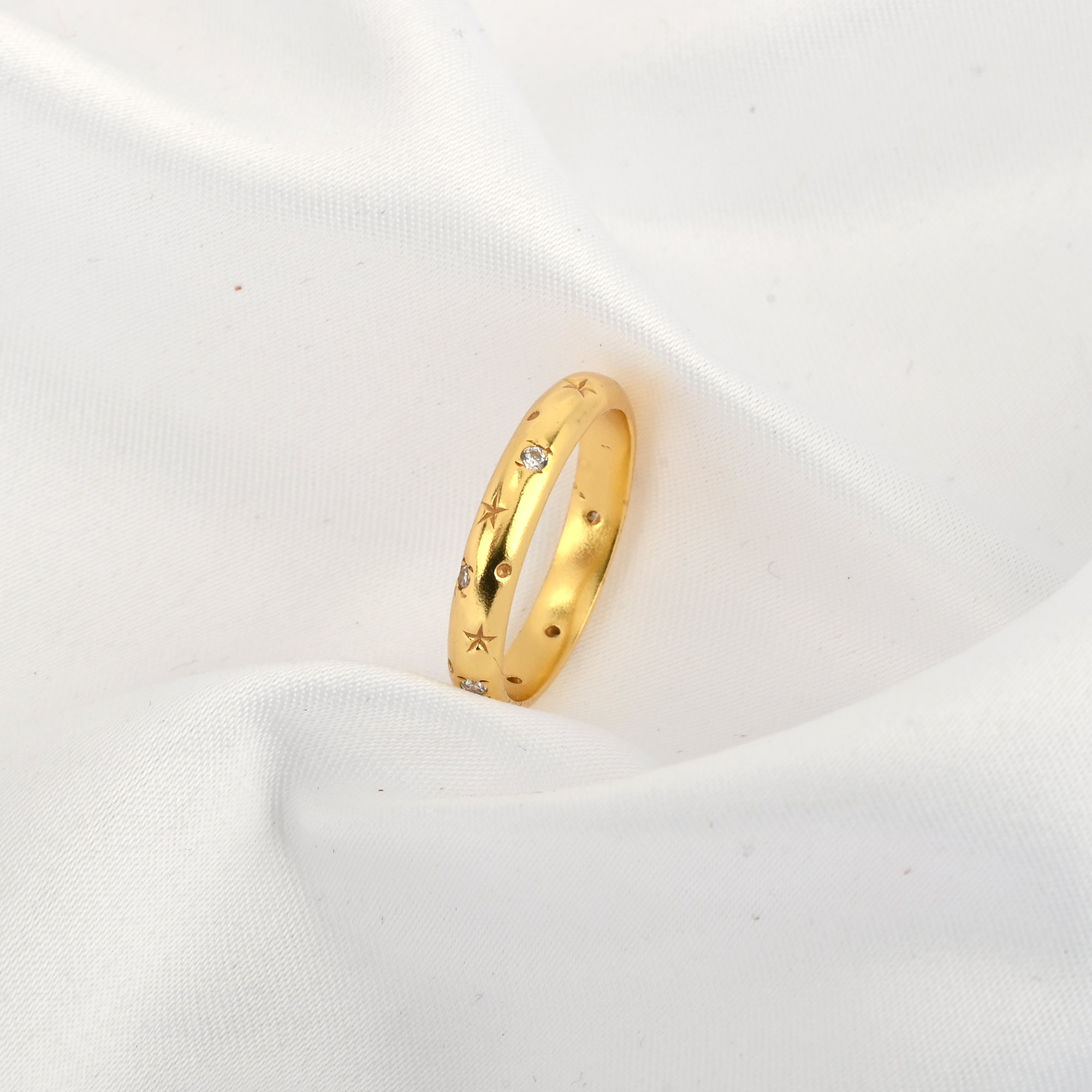 White CZ Star Band Ring