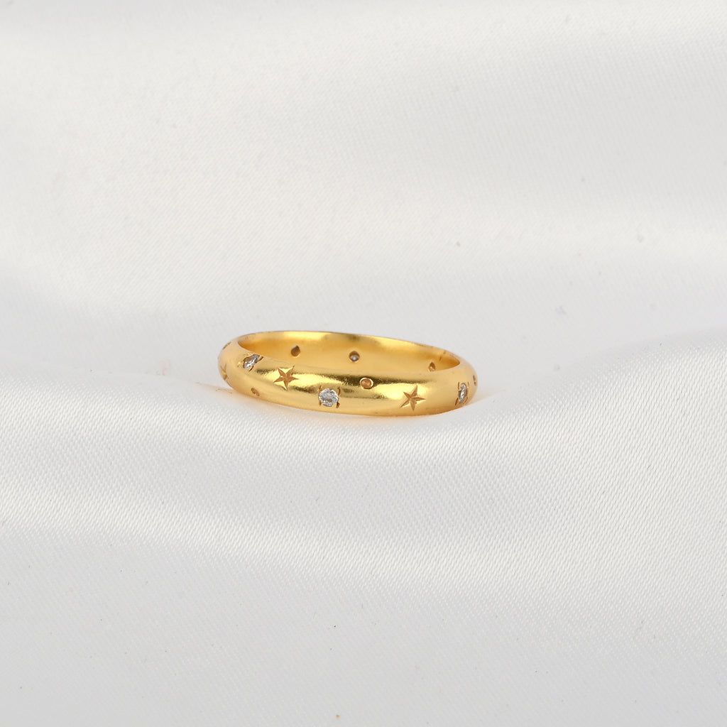 White CZ Star Band Ring