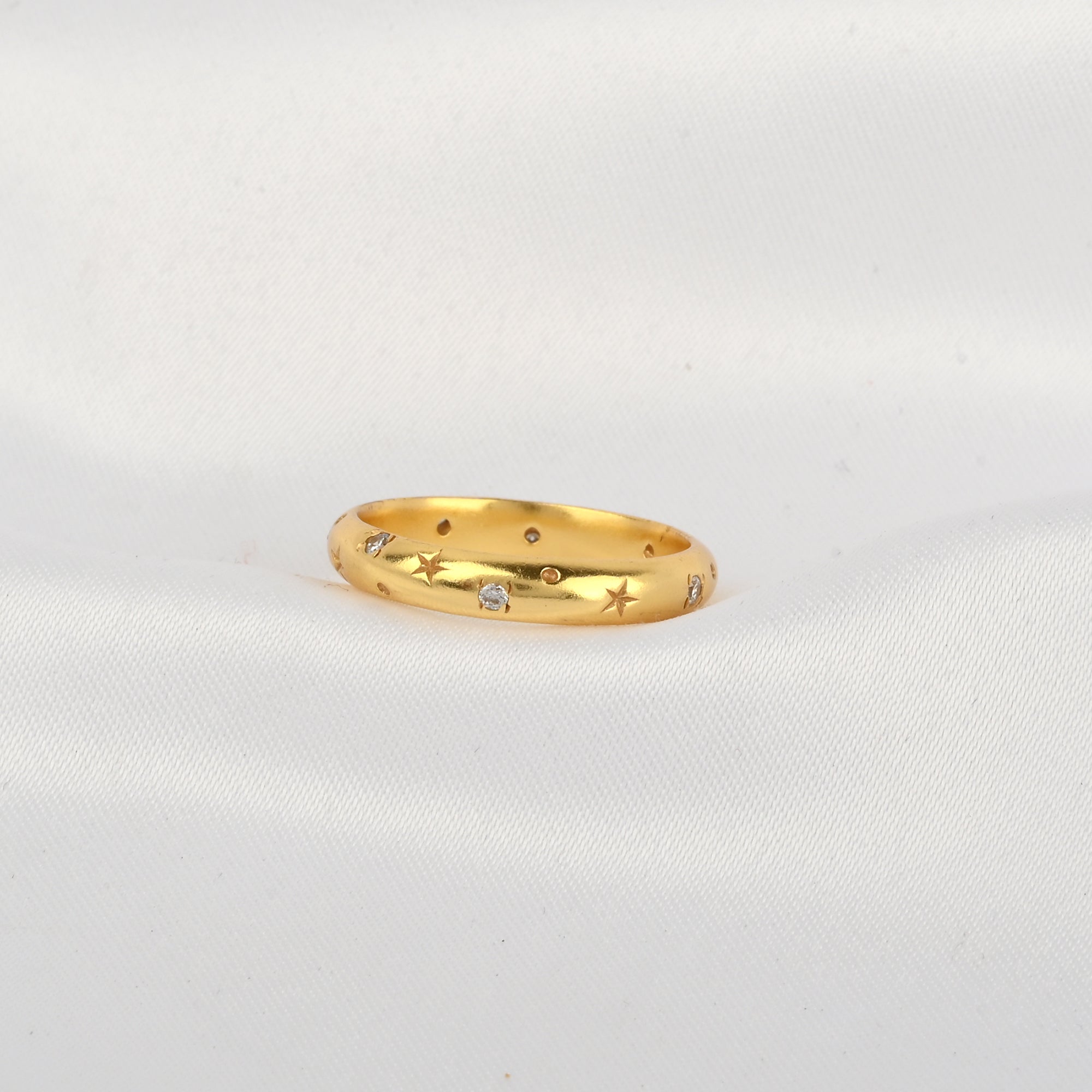 White CZ Star Band Ring