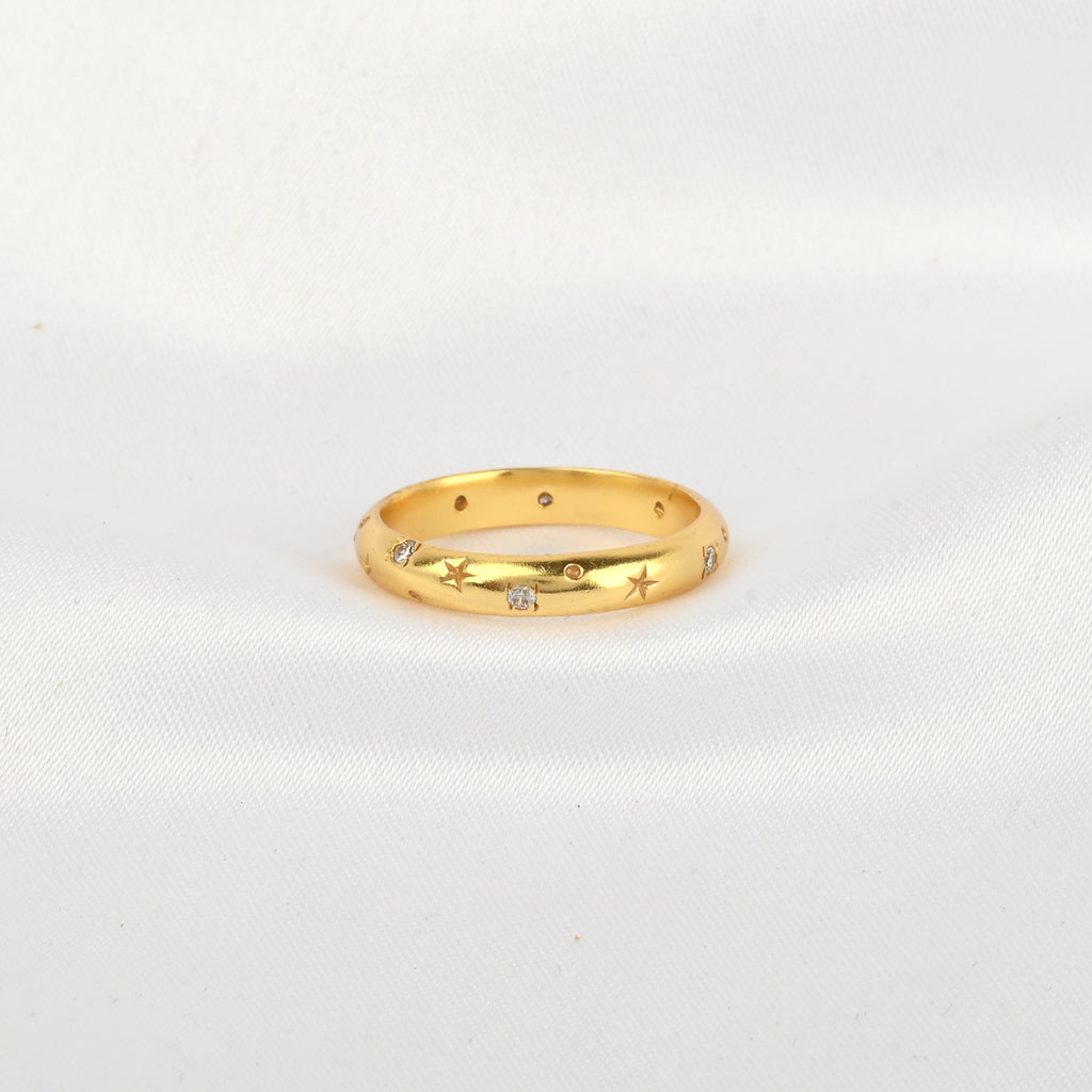 White CZ Star Band Ring