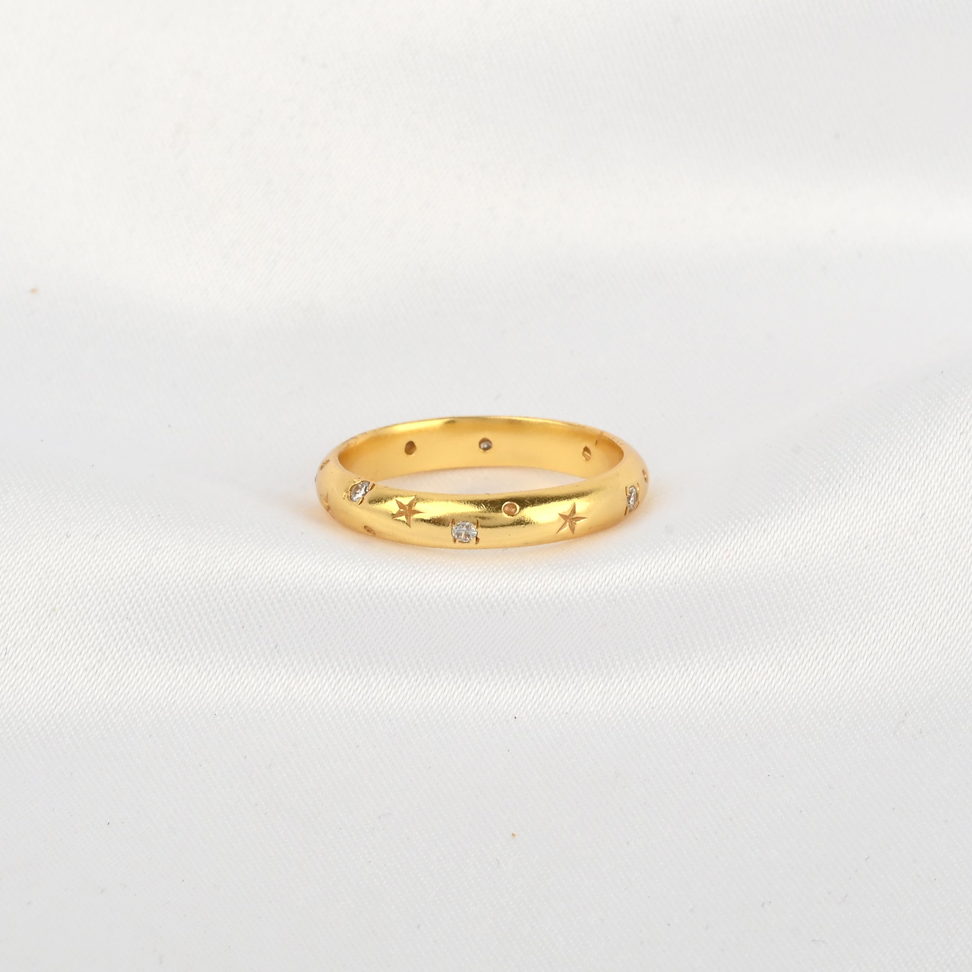 White CZ Star Band Ring