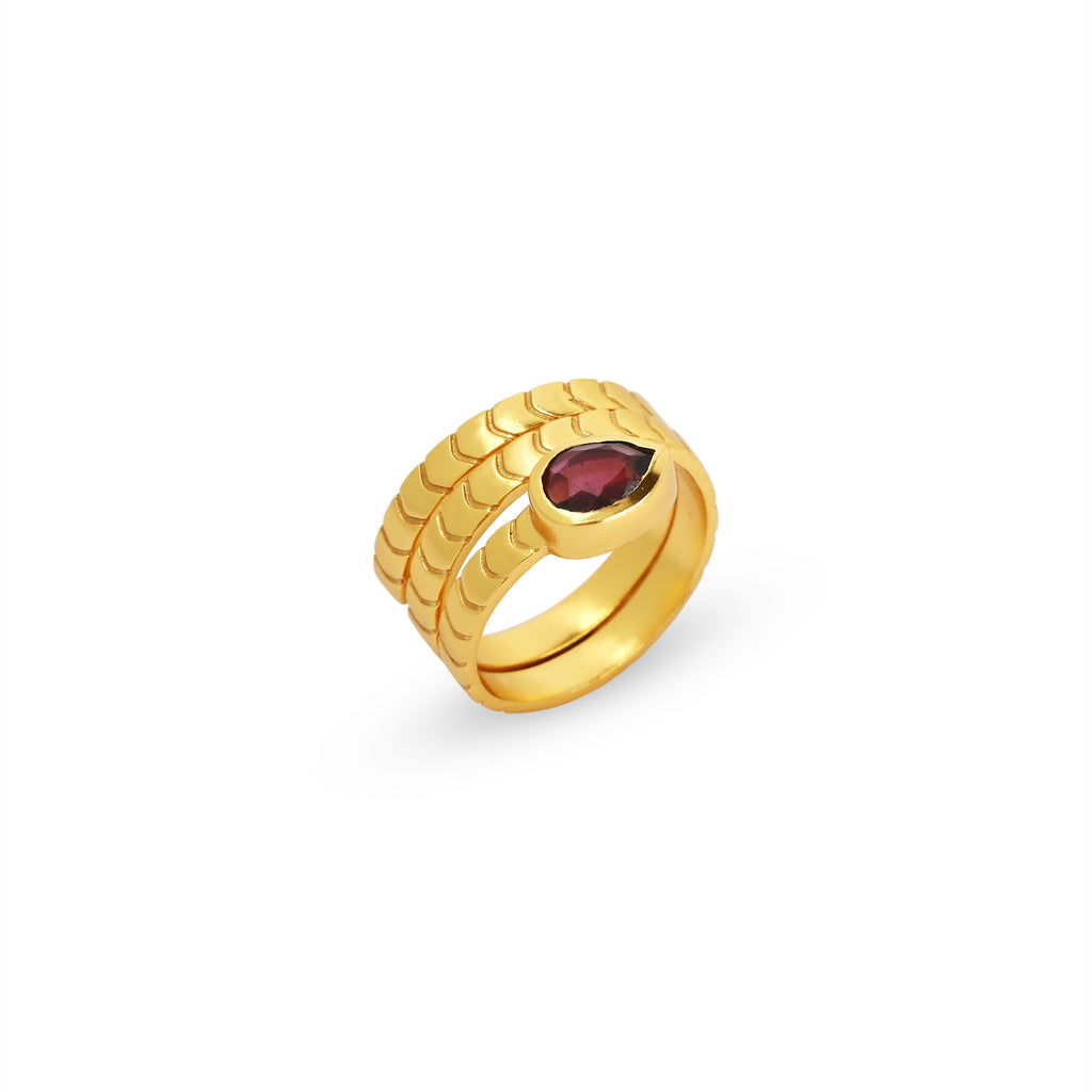 Pear Cut Garnet Spring Ring
