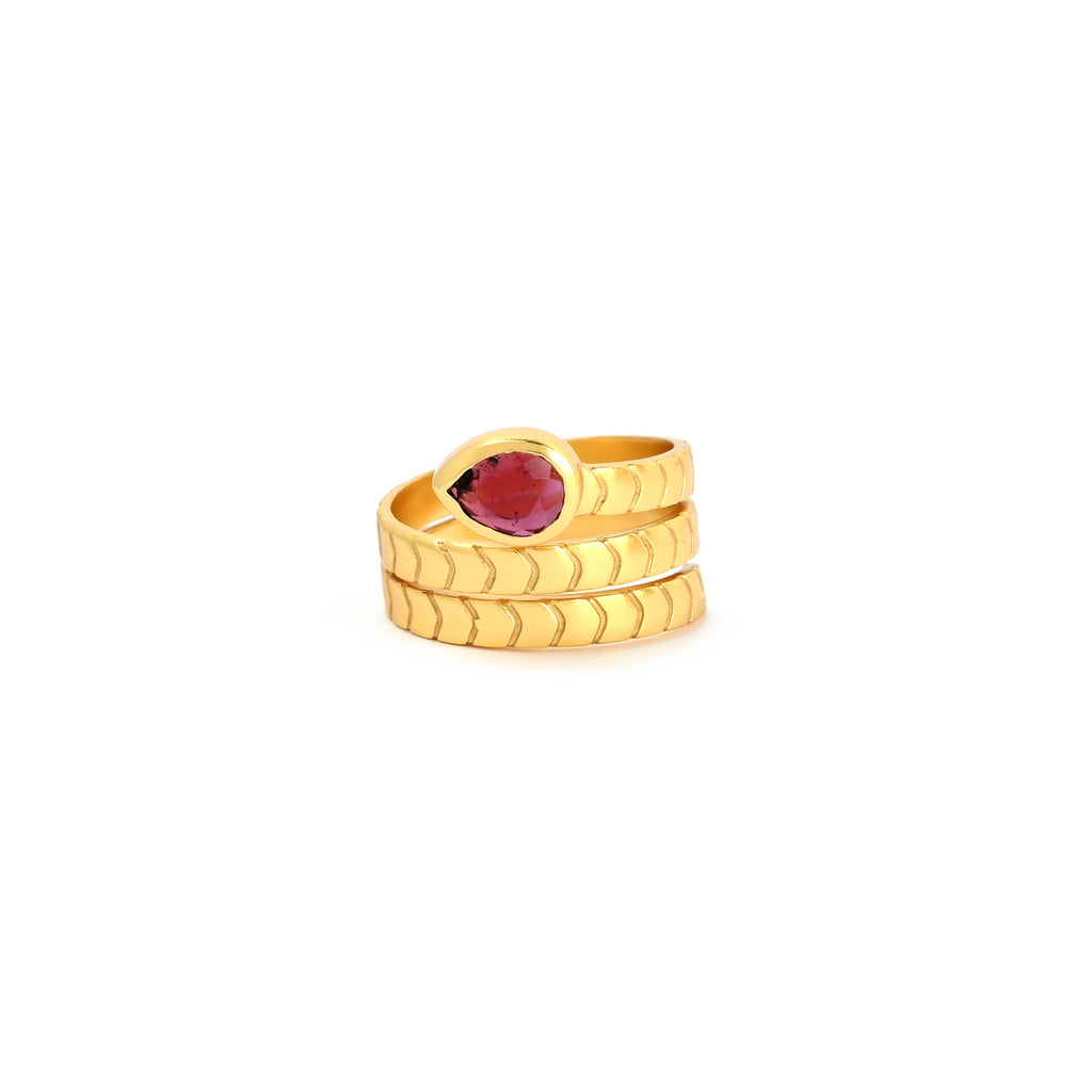 Pear Cut Garnet Spring Ring