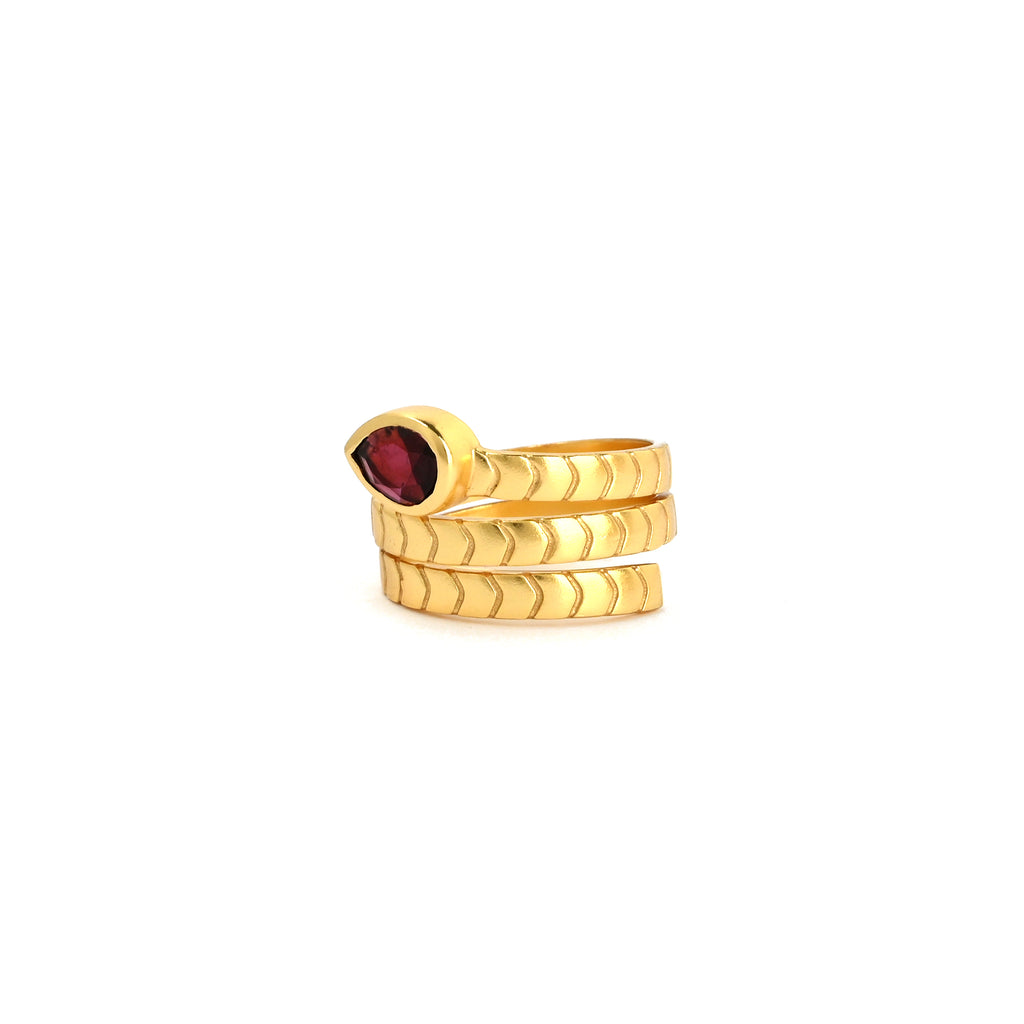 Pear Cut Garnet Spring Ring