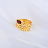 Pear Cut Garnet Spring Ring