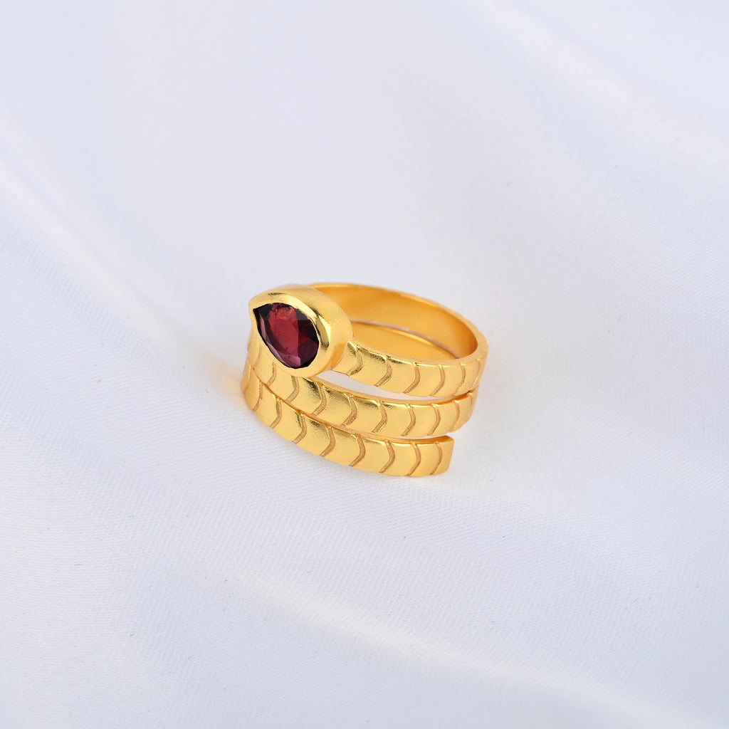 Pear Cut Garnet Spring Ring