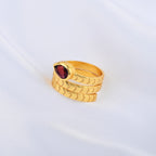 Pear Cut Garnet Spring Ring