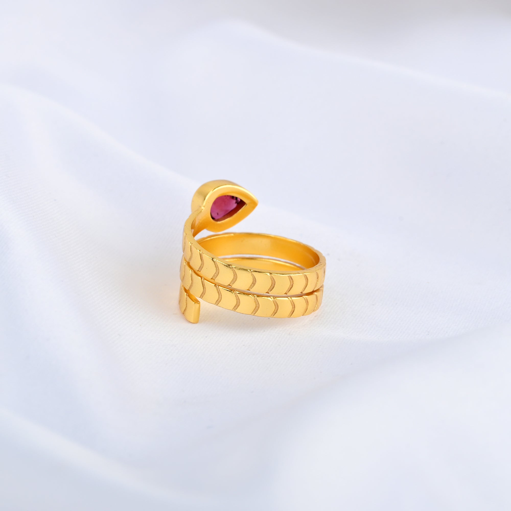 Pear Cut Garnet Spring Ring