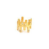 Abstract Gold Ring with Cubic Zirconia