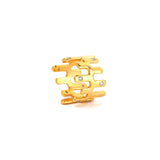 Abstract Gold Ring with Cubic Zirconia