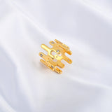 Abstract Gold Ring with Cubic Zirconia