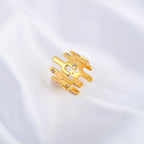 Abstract Gold Ring with Cubic Zirconia