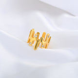 Abstract Gold Ring with Cubic Zirconia