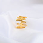 Abstract Gold Ring with Cubic Zirconia