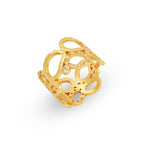 Gold Openwork Statement Ring with White CZ Accents