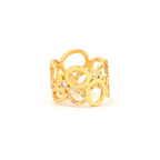 Gold Openwork Statement Ring with White CZ Accents